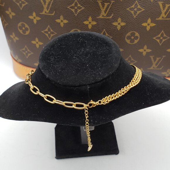 Authentic Louis Vuitton Lock & Key w/ Unbranded Gold Plated Gold Chain Necklace - Picture 3 of 9